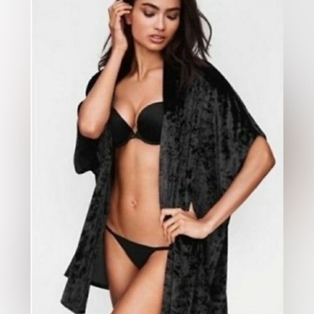 Victoria’s Secret Crushed Velvet Open Front Kimono Dark Green Size M/L boho